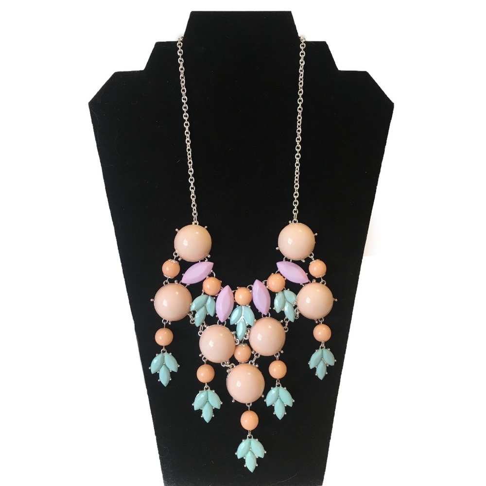 Pastel Silver Lucite Statement Necklace